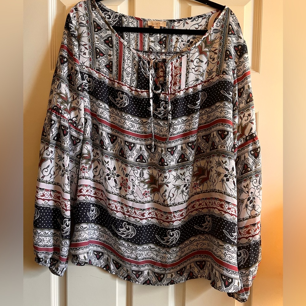 LOFT Bohemian Floral Print Blouse